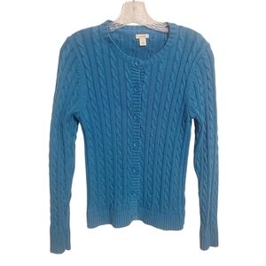 L.L. Bean | Women's Turquoise Button Down Knit Cardigan Sweater (Size Small)